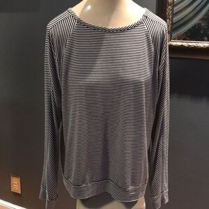 joan vass black/white stripe knit top, medium